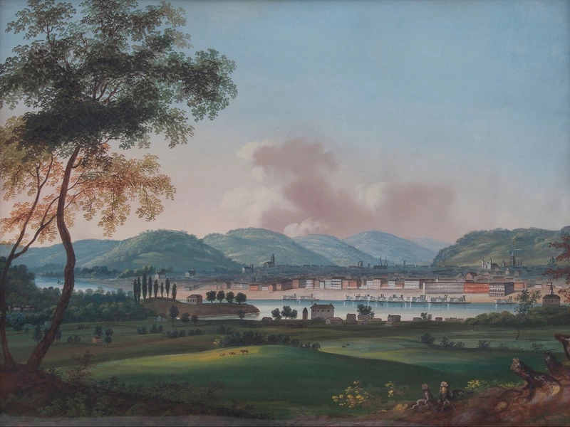 1804-John Caspar Wild - Cincinnati da dietro la caserma di Newport, 1835